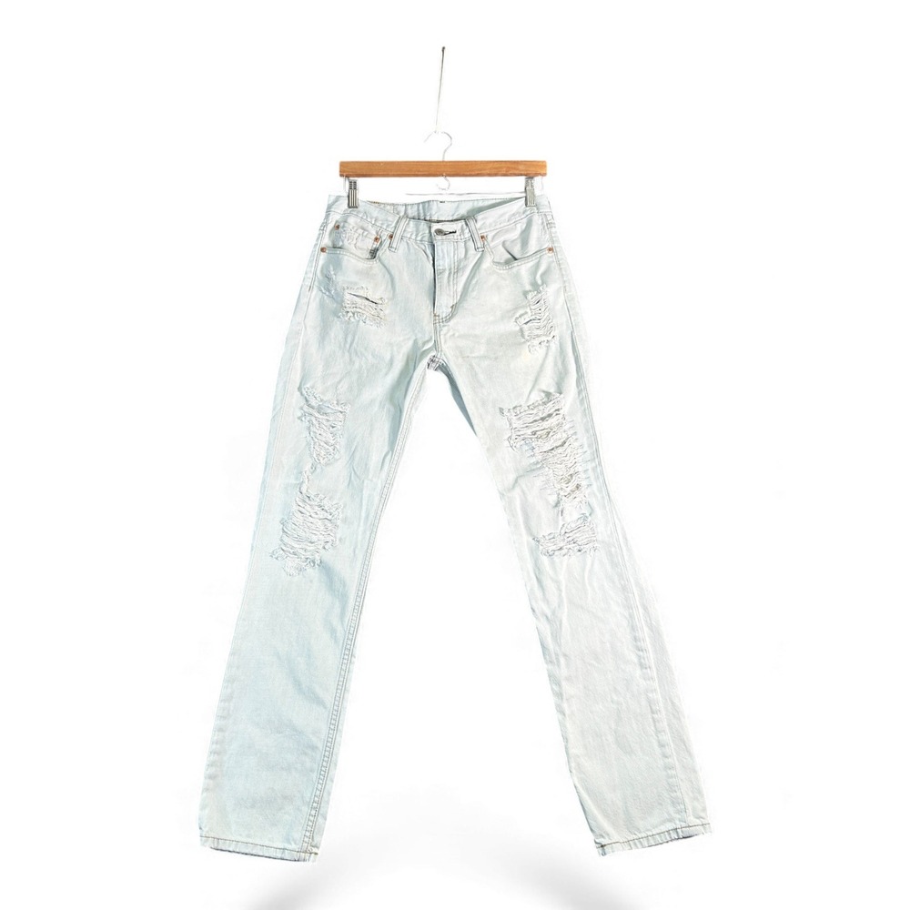 Levi Strauss 511 Mens Light Wash Distressed Slim Fit Jeans‎ W32 L32